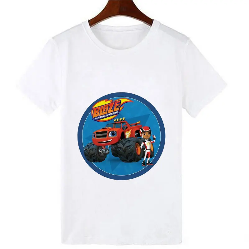 New Short Sleeve Girls Tshirt Blaze And The Monster Machines Children Clothes Boy Blaze Game Anime T-Shirt Boy Or Girl Tees Top