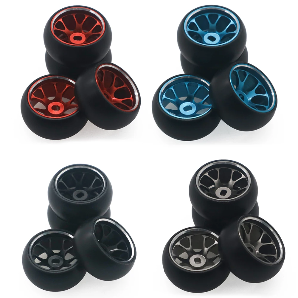 4pcs/set alloy wheel rim 10 spoke +drift tire for rc 1/28 Wltoy K969 K989 P929 rally kyosho mini-Z Q D hobby model car - view 2