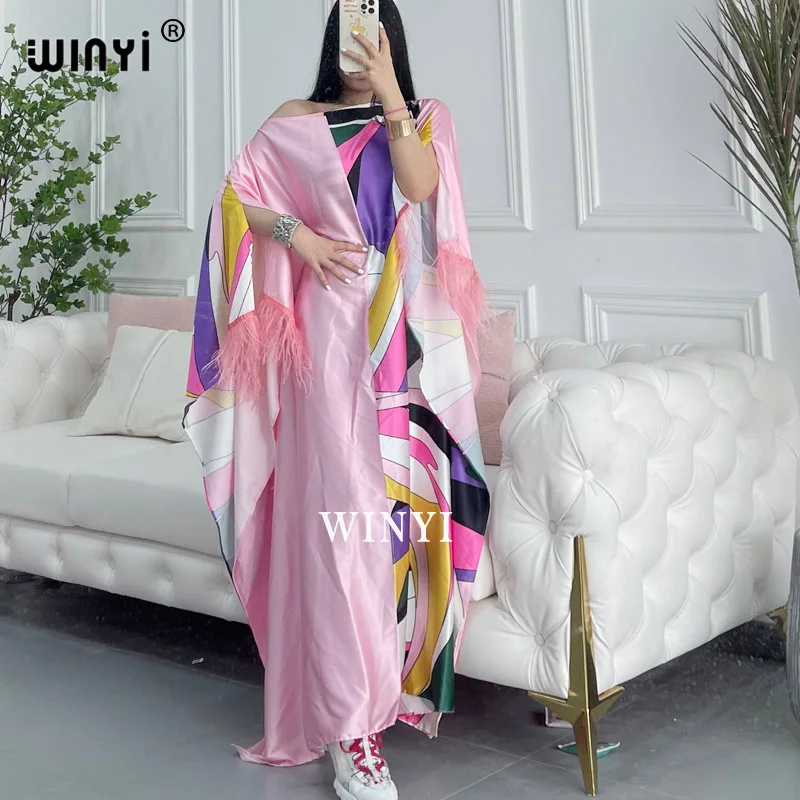 WINYI sukienka Dresses For Women Dashiki Snake Clothes Bazin Broder Riche Sexy Slim Ruffle Sleeve Robe Evening Long Dress