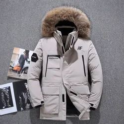 Warm Men's Down Jacket Brand Clothing 2019 Streetwear Thick Duck Down Coat Large Fur Hooded Women Winter Coat Hiver W1651