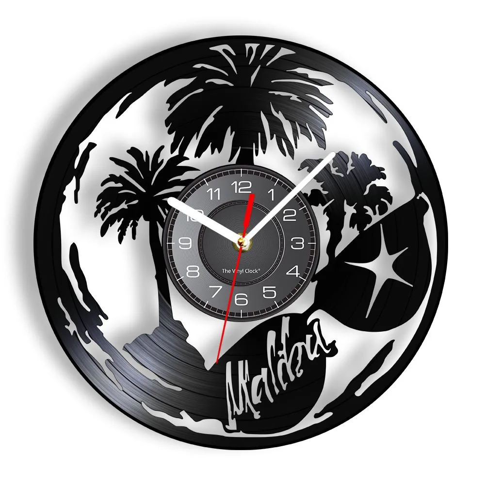 Palm Tree Malibu Rural Vacation Beach Art Vinyl LP Record Wall Clock California Coastal Home Decor Vinyl Disk Crafts Watches