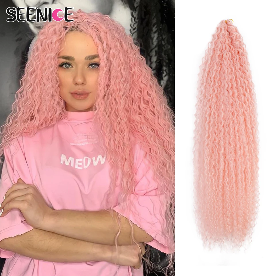 Capelli all\'uncinetto Afro riccioli trecce estensioni dei capelli capelli intrecciati africani sintetici per trecce ricci crespi morbidi Ombre rosa