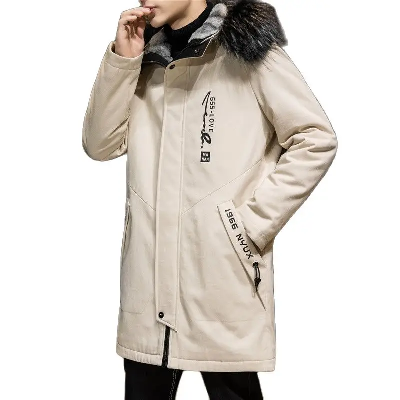 Nuovi uomini di inverno giacca calda spessa Casual da uomo collo di pelliccia parka antivento cappotto di velluto maschio con cappuccio Outwear giacche