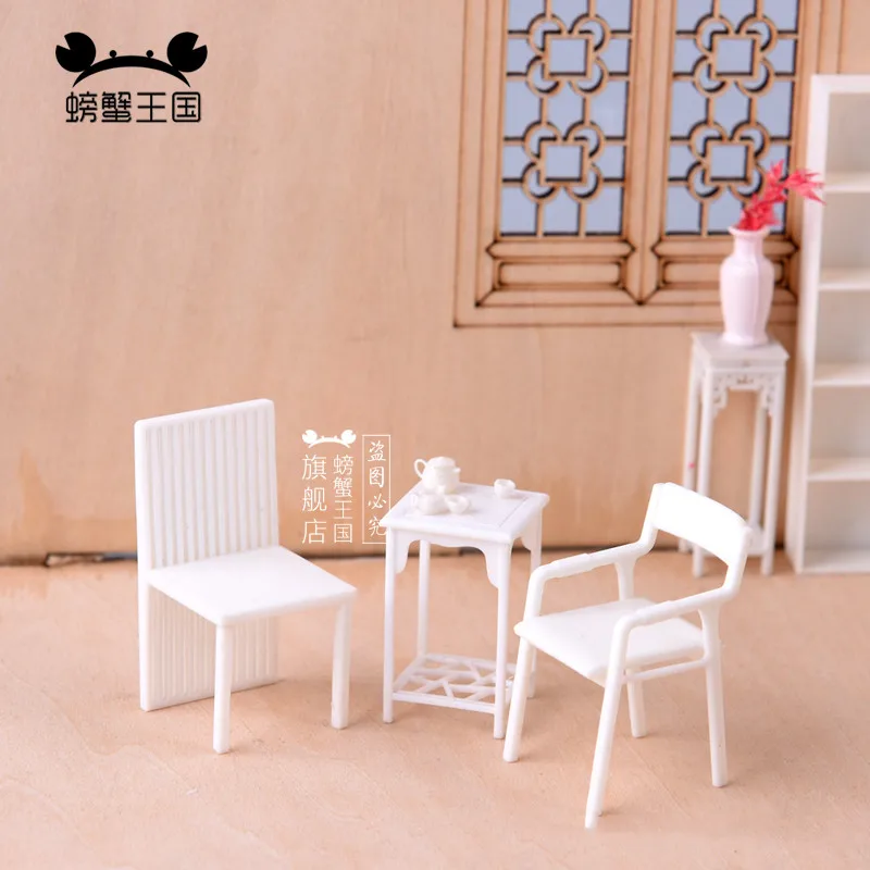 6pcs 1:25 modello sedia mobili in miniatura accessori per casa delle bambole kit modello di assemblaggio fai da te decorazioni per interni per la casa giocattolo artigianale in plastica