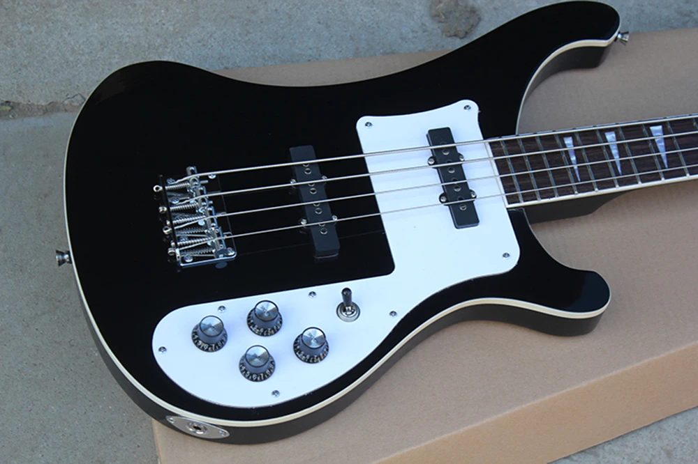 Factory Outlet-4 Strings Black/White  Electric Bass with 22 Frets,Rosewood Fretboard,Providing Customized Service