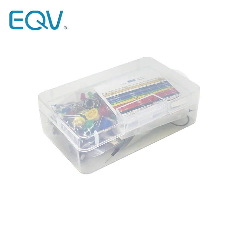 EQV Starter Kit for arduino Resistor /LED / Capacitor / Jumper Wires / Breadboard resistor Kit with Retail Box