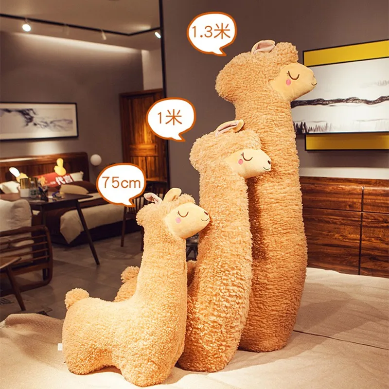 130cm Lovely Alpaca Plush Toy Japanese Alpaca Soft Stuffed Cute Sheep Llama Animal Dolls Sleep Pillow Home Bed Decor Gift