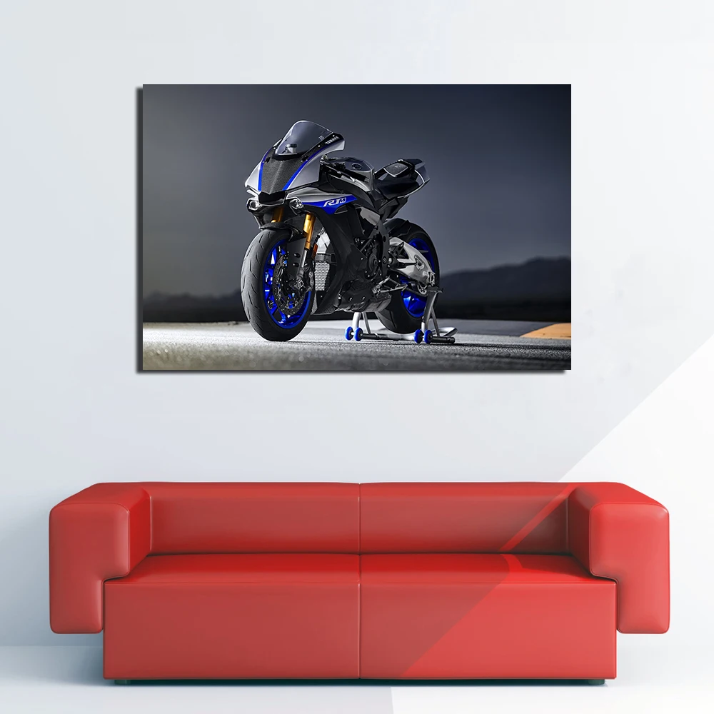 Wall Art Picture Yamaha YZF R1M Super Bike Poster Canvas Prints Framed Paintings for Living Room Decor