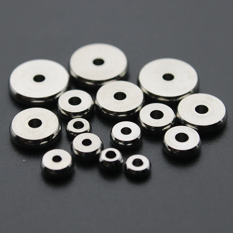 50pcs 4 5 6 8 10 mm Stainless Steel Spacer Flat Round Beads For Jewelry Making DIY Findings Fit Bracelet Necklace Accessories