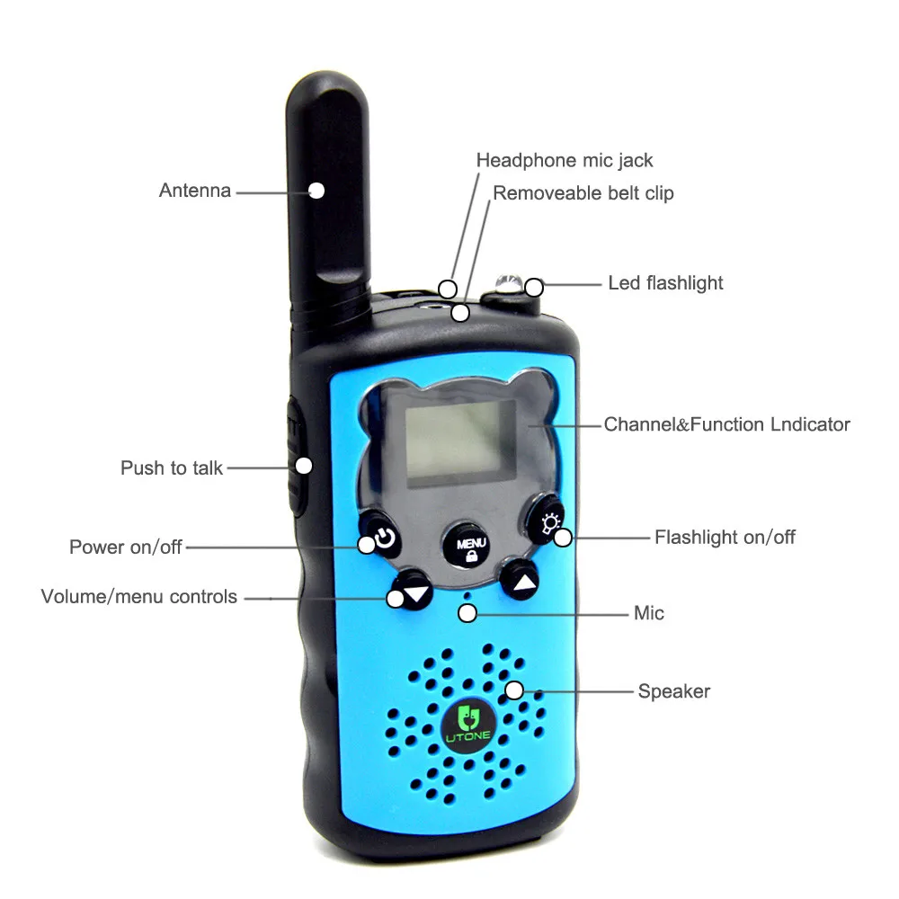어린이용 GoodTalkie UT308 워키토키, 놀이 및 여행용 워키토키, 통신 거리 3.5km, 400-470Mhz, 2 개