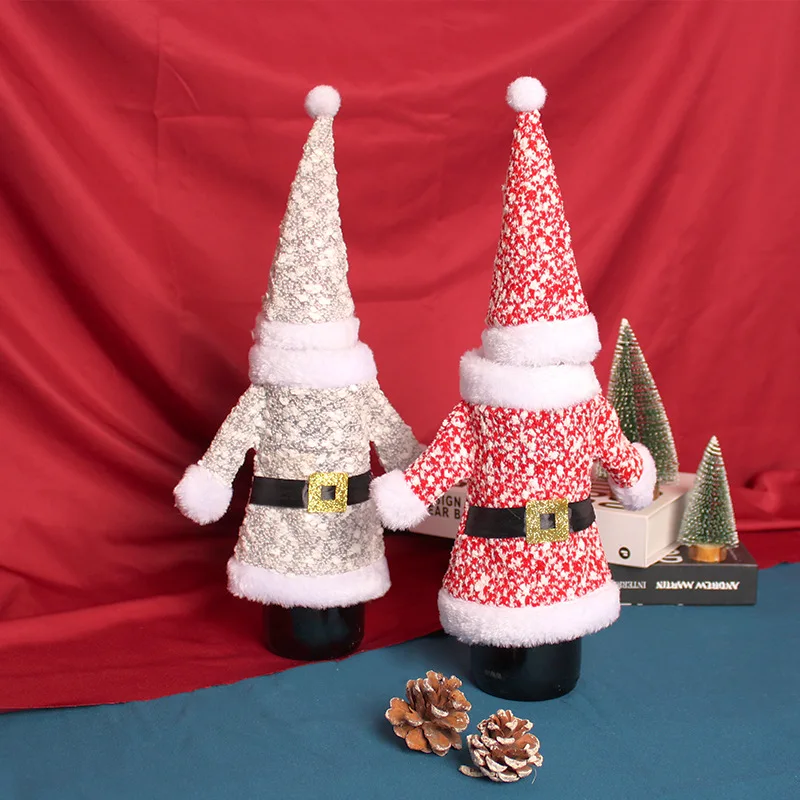 Cubierta de botella de vino de punto, adornos navideños, 3 dimensiones, caja de regalo, mesa de comedor, ropa, sombrero, nuevo, 2021