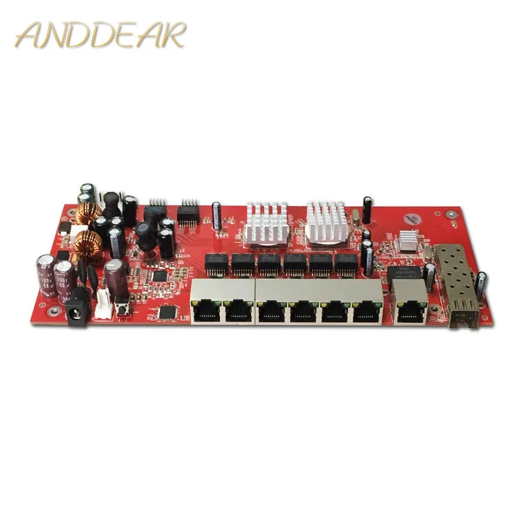 Modul Sakelar Industri 9 Port Gigabit SFP Modul Sakelar Mendukung AF/AT Wifi Bridge Sakelar Jaringan Cpe Luar Ruangan 1000Mbps