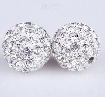 

df2 DHL Free Hotsale cheap 10mm white Micro Pave Disco CZ Ball crystal bead fit necklace bracelet