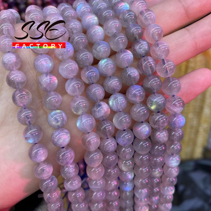 A+ Natural Gray Labradorite Stone Beads Round Loose Beads For Jewelry DIY Making Bracelet Ear Accessories 4 6 8 10mm 15