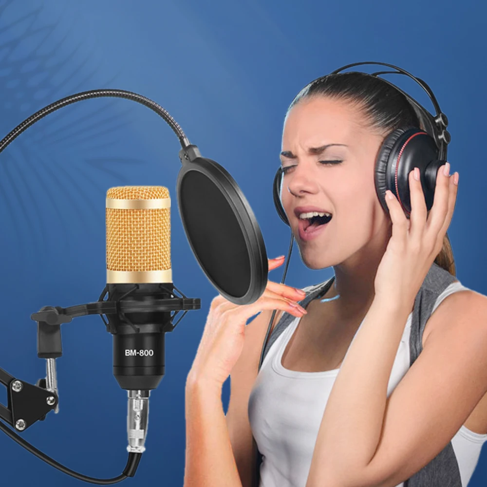 bm 800 Condenser Microphone Studio Recording bm800 Karaoke Microphone Kits for PC Computer Microphone Stand Shock Mount