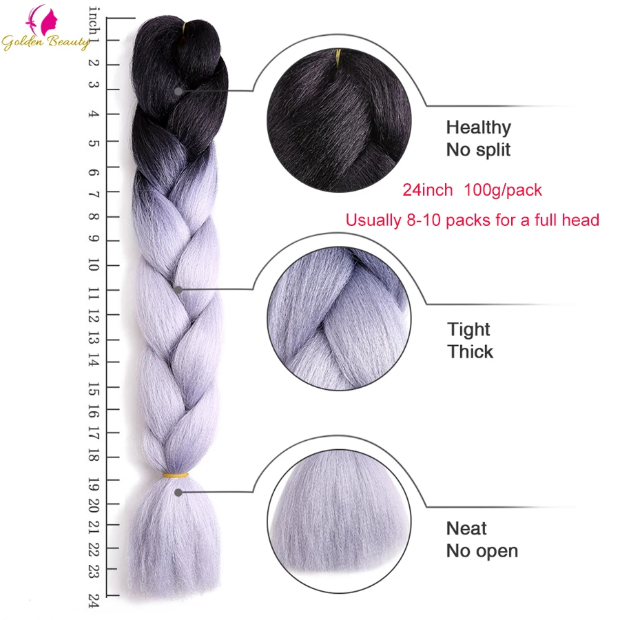 24 "Yaki Kanekalon Jumbo trecce estensione dei capelli sintetici s Pre allungato per trecce di scatola estensione dei capelli per le donne trecce di capelli fai da te