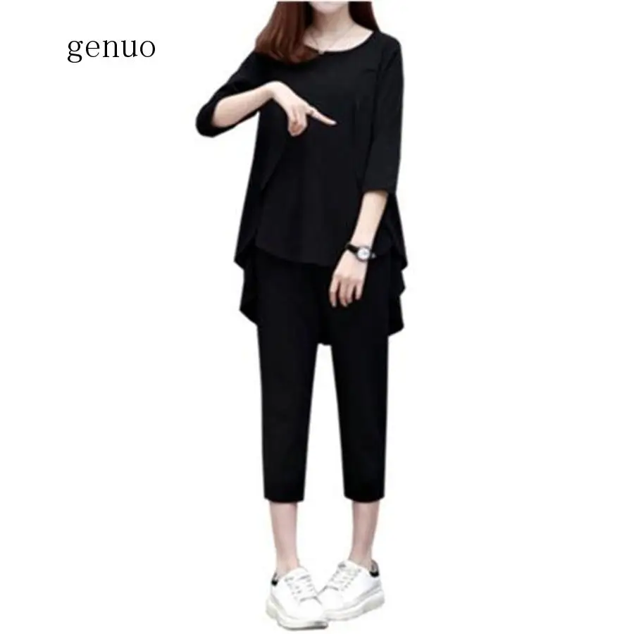 Spring Large Size 5xl 2 Piece Set Women Casual Tops+pants Female Costume Tracksuit Woman Suit