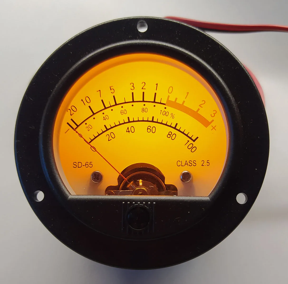 Round black pointer meter retro dial Vu meter level meter voltmeter so65 yellow backlight