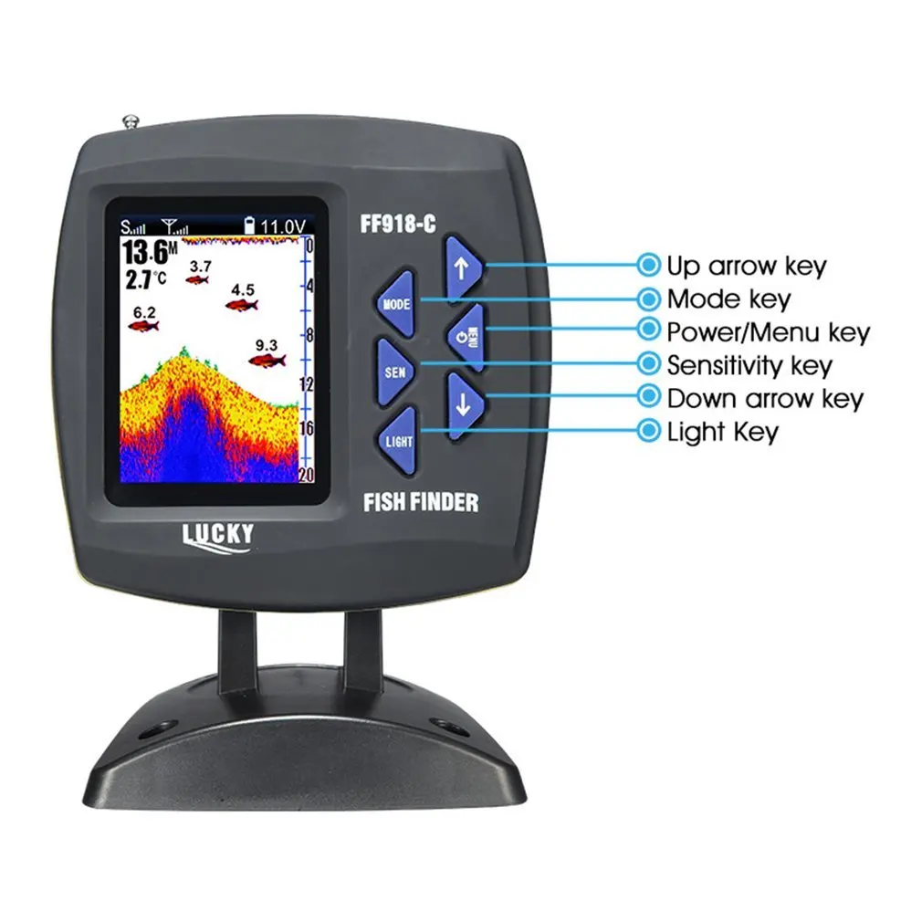 FF918 CWLS Wireless Operation Echo Detecting Fish Finder 980 Feet Operating Range 45 Degrees Detecting Camera Detector