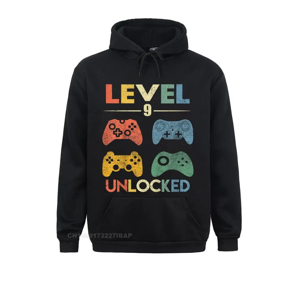 

Man Level 9 Unlocked Shirt Funny Video Gamer 9th Birthday Hoodie Fall Hoodies Long Sleeve Hip Hop Clothes Funny Geek Sweatshirts
