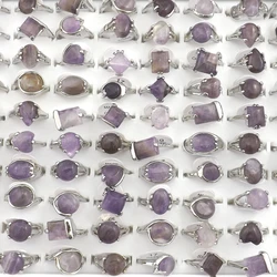 Natural Purple Crystal Stone Rings European Style Women's Ring Bague 50pcs Valentine's Day Gift