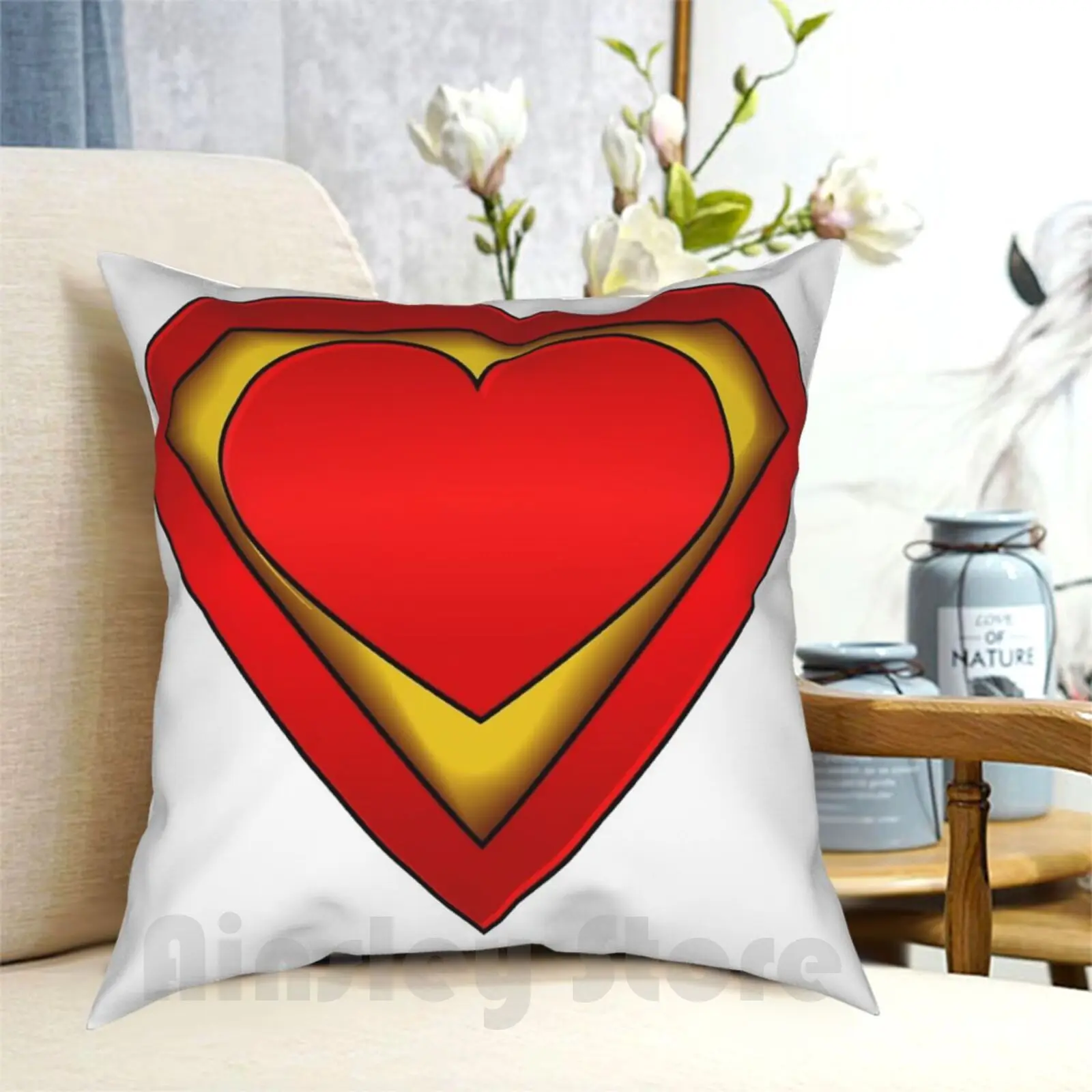 Superhero With Heart Pillow Case Printed Home Soft Throw Pillow Hero Movie Superhero Heart Love People