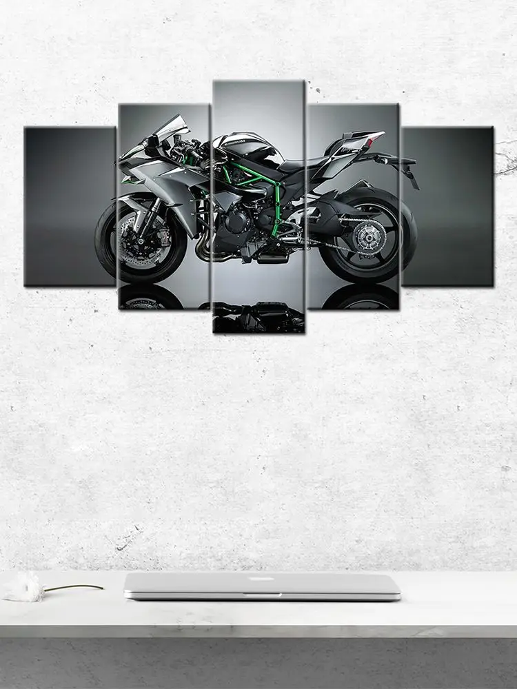 AliExpress WONYANZE 5 Piece Canvas Wall Art Kawasaki Ninja H2 Sport Bike Modular Picture For Home Decor Living Room Decoration Paintings Posters