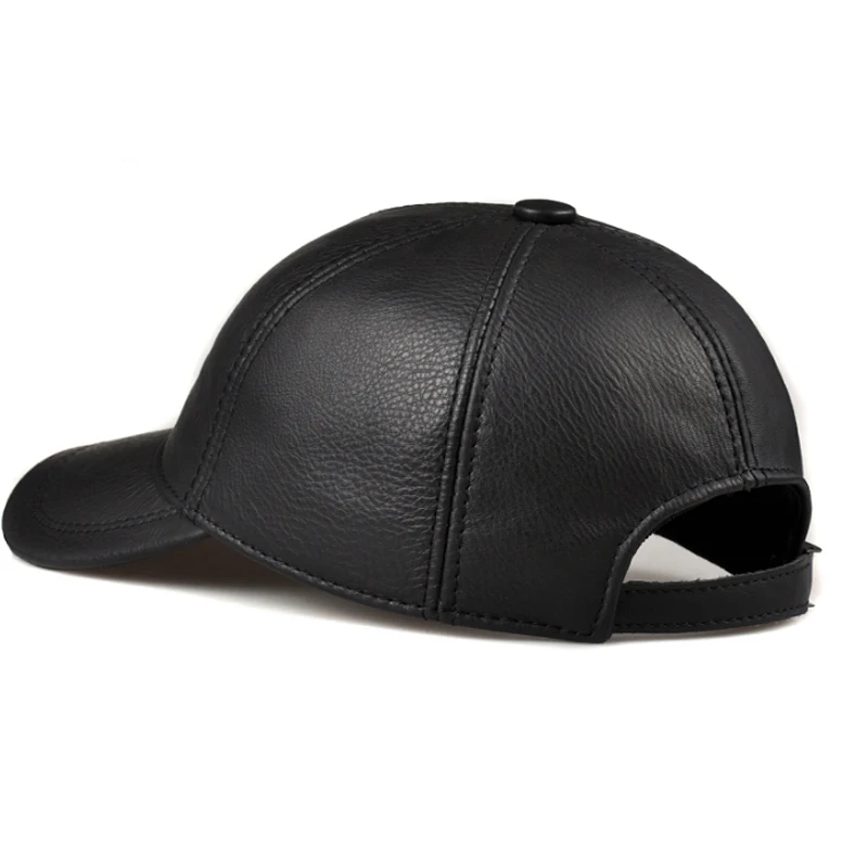 Sales Winter men brown/black Color Real Leather Baseball Caps Men Ladies Youth Duck Tongue Wamr Hats Hip Pop Bonnet Femme