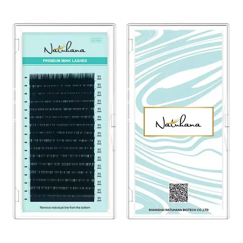 NATUHANA 16Lines Korean PBT Eyelash Extension Professional Individual BCD Curl Silk Eye Lashes Faux False Mink Eyelashes Makeup
