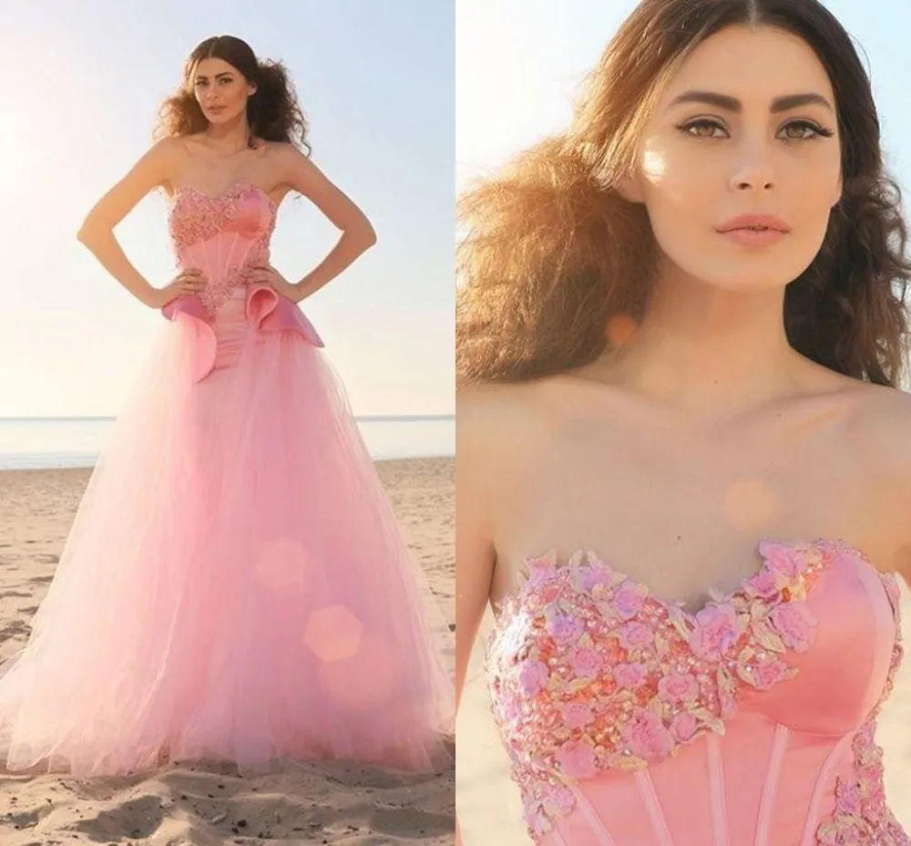 

Princess Pink Beading Appliques Sweetheart Off The Shoulder Formal prom gown Vestido De Festa Vestido Longo bridesmaid dresses