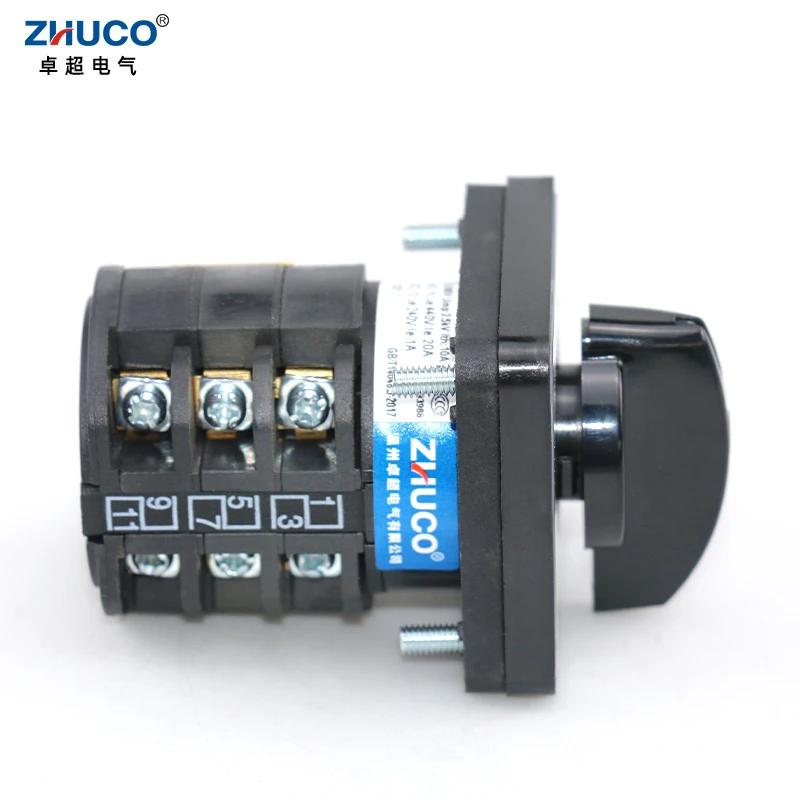 ZHUCO LW8D-10/YH3.3 10A 660V Four Position Three-Phase Measurement Voltmeter Conversion Selector Changeover Transfer Cam Switch