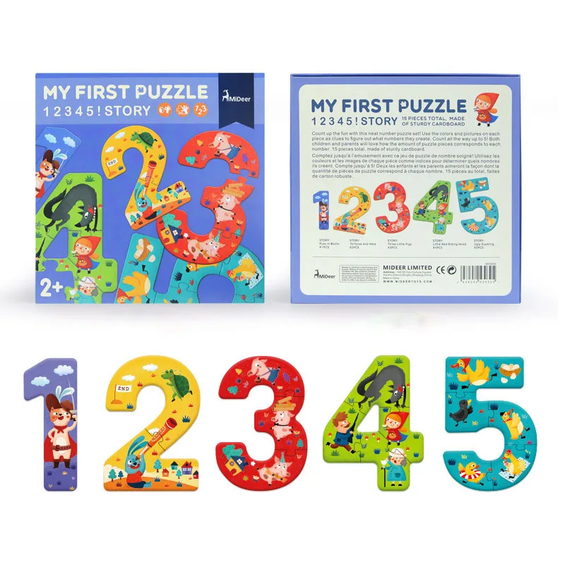 MiDeer Kids Educational toys Cardboard Digit My First Puzzle 12345 Fairy Story 15 piece