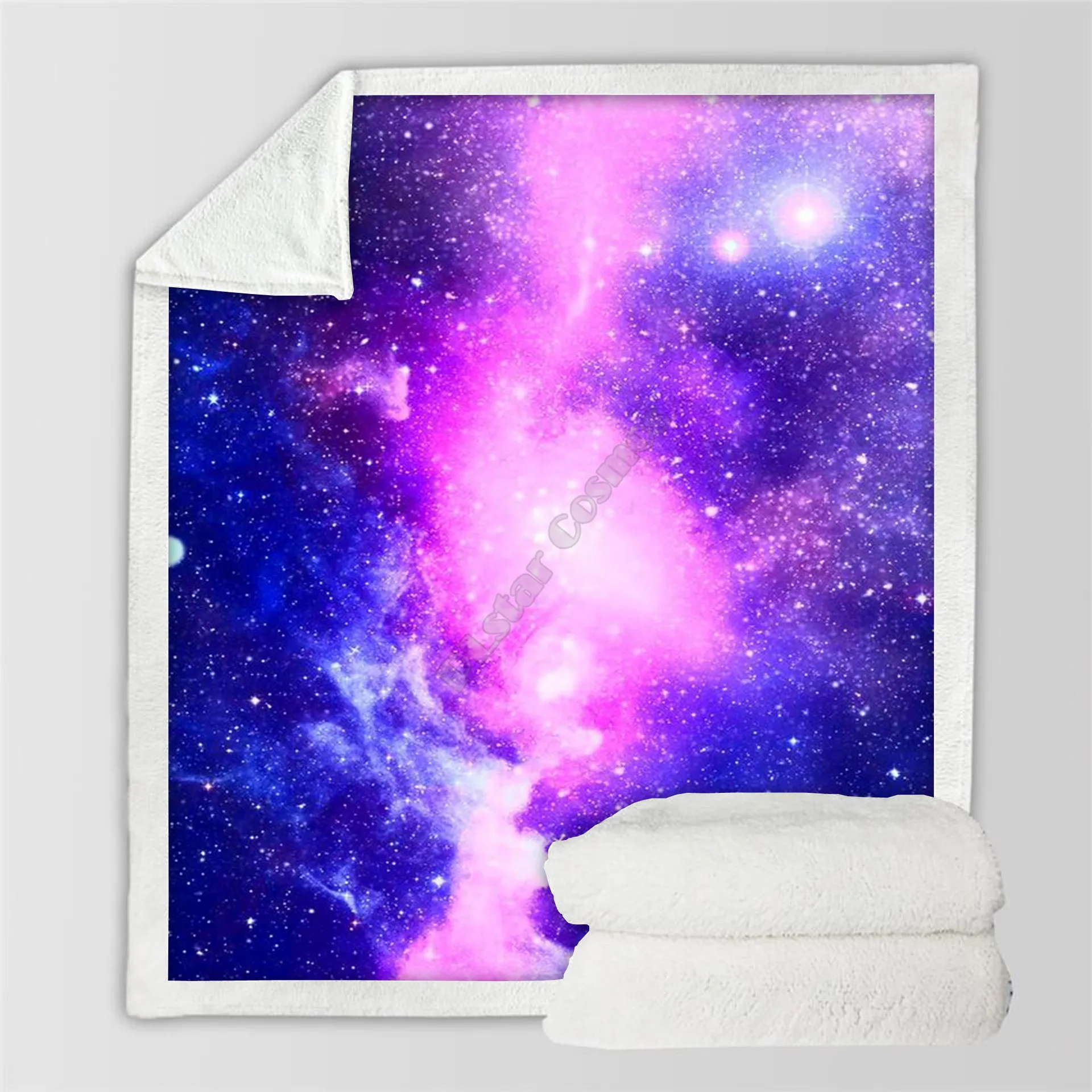 

Plstar Cosmos Galaxy Fleece Blanket 3D print Sherpa Blanket on Bed Home Textiles Dreamlike style-2