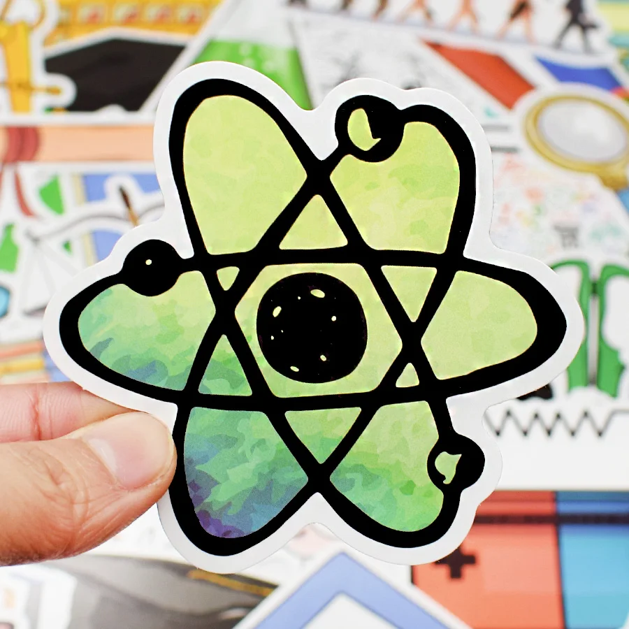 50 PCS Science Lab Stickers Cartoon Physical Chemistry Sticker for Student DIY Laptop Stationery Luggage Guitar Funny PVC Decals