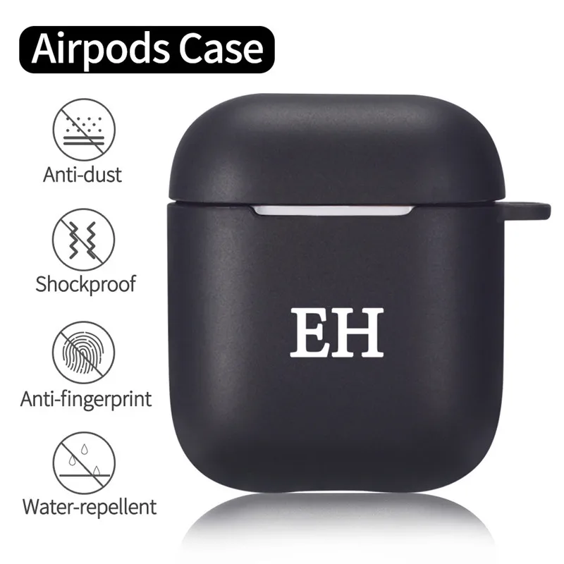 تخصيص اسم الأحرف الأولى Airpods 2 الحال بالنسبة جراب الهواء 1 لينة سيليكون الفاخرة غطاء Fundas Airpods حالة سماعة اكسسوارات
