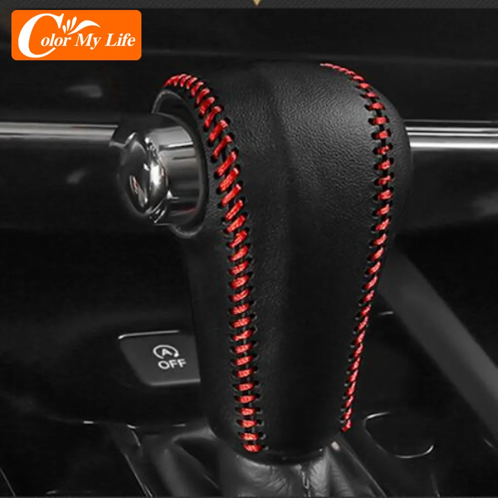 Car Leather Head Shift Knob Protection Cover for Honda Vezel HRV HR-V 2014 - 2022 AT Gear Shift Collars Protection Case Covers