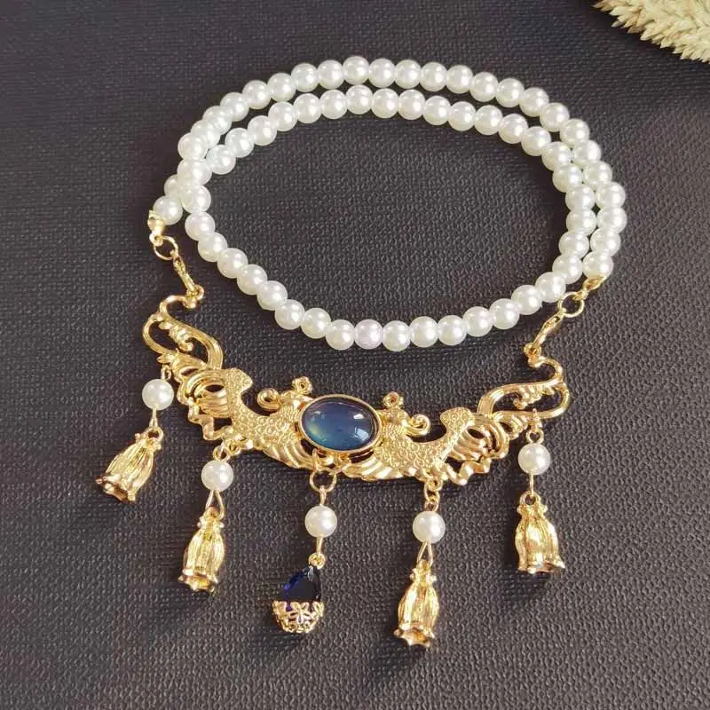 Vintage Necklace for Women ABS Pearls Pendant Necklace Hanfu Beads Necklace Cheongsam Jewelri for Women Necklace 2021 Trend Gift