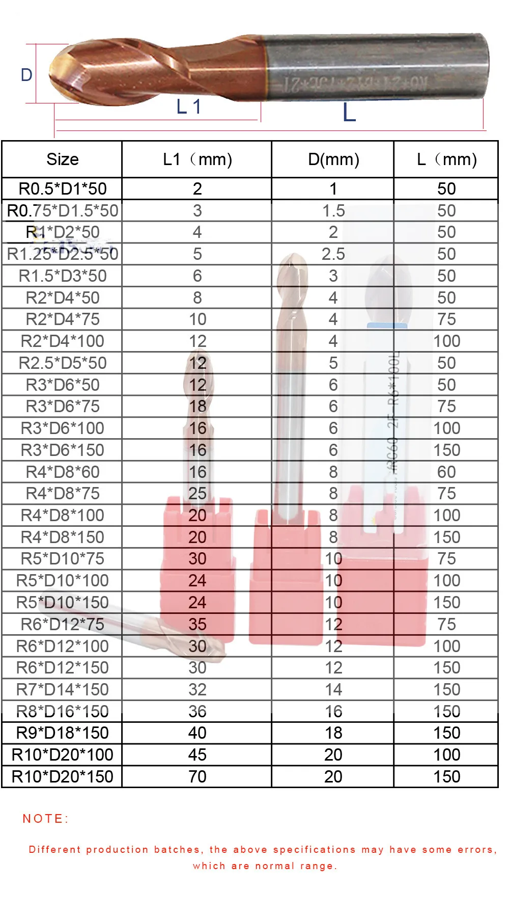 1 قطعة 5 مللي متر 6 مللي متر 8 مللي متر 10 مللي متر R5.0-R10 CNC HRC50 2F الكرة ماكينة تفريز النهايات للمعادن الأخدود