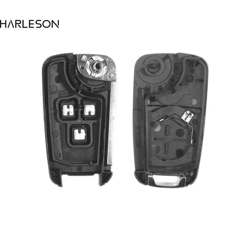 Carcasa de repuesto de 3 botones, carcasa plegable para llave Fob, para Chevrolet Aveo Cruze con hoja HU100 sin cortar