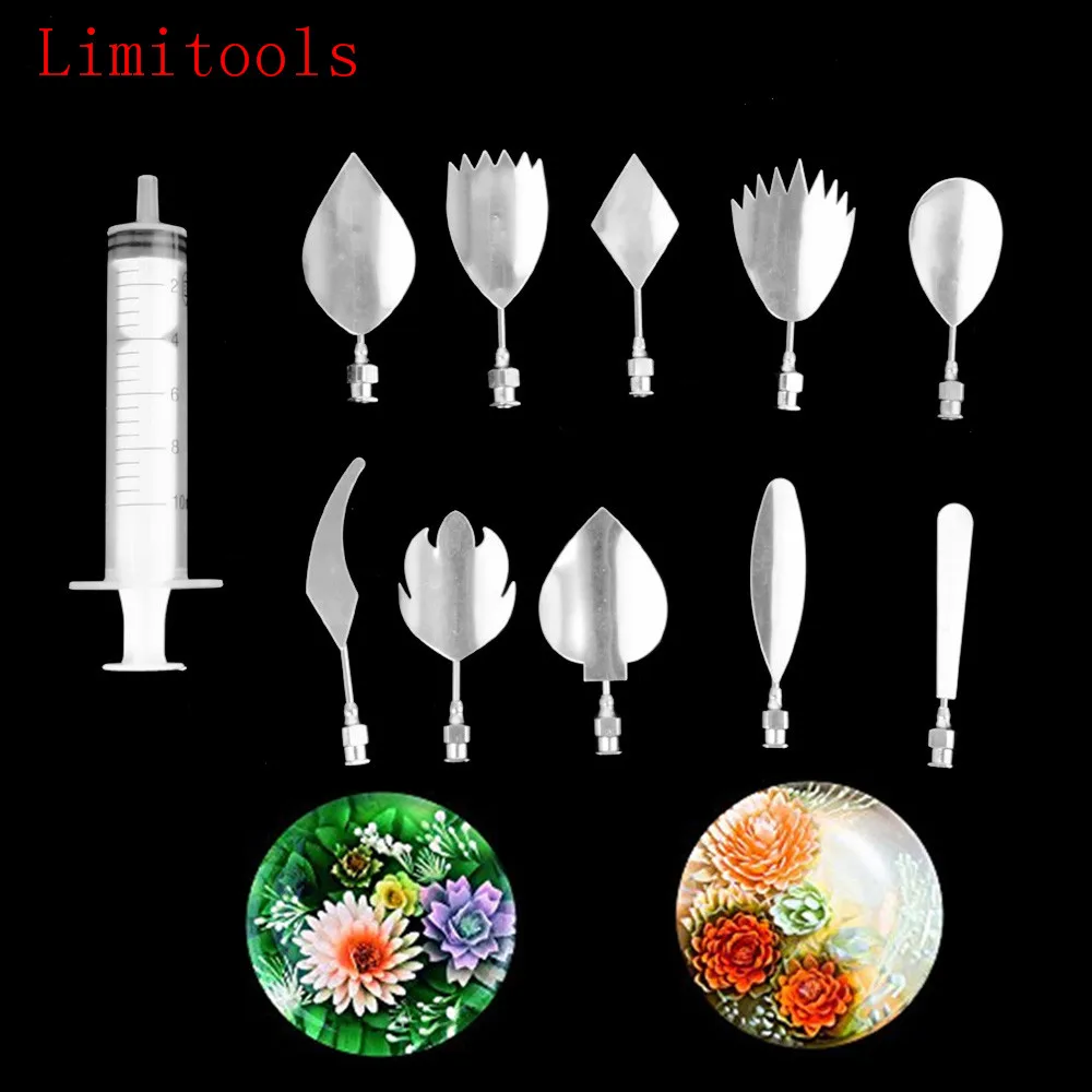 10Pc 3D Gelatin Jelly Art Pudding Flower Cake Decoration Mold Moulds Needle Tools Baking Pastry Decor Art Needls With Tube New
