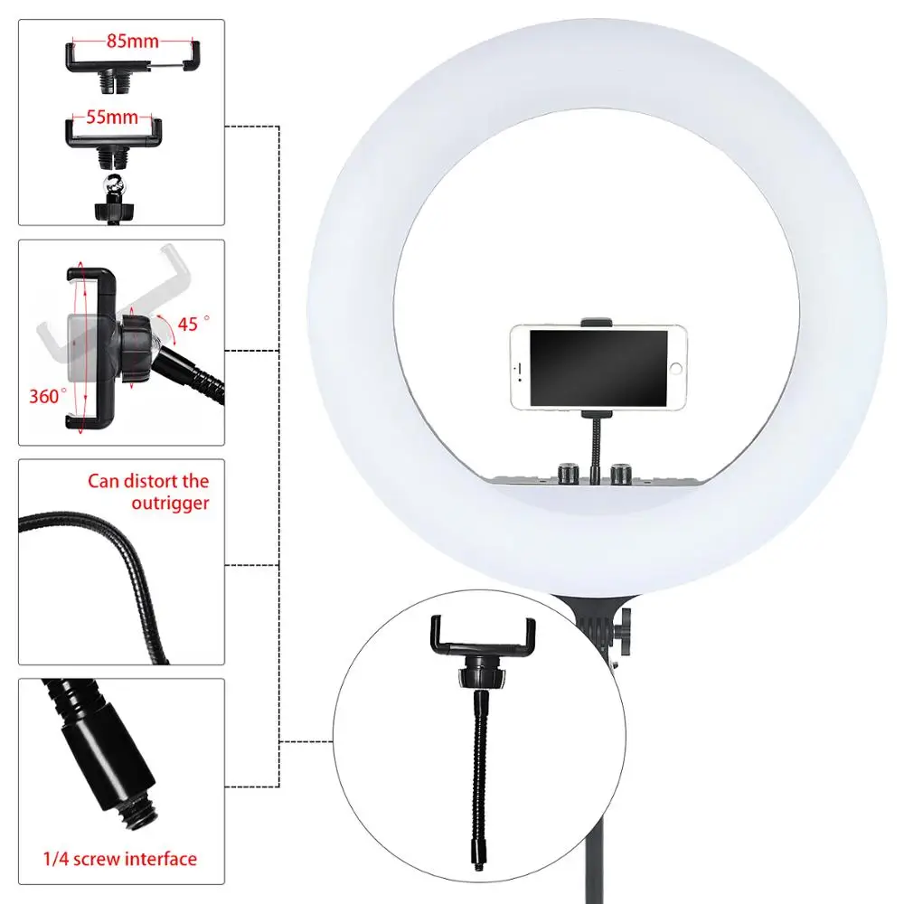 Fosoto 18 Inch 2700-6500K Led Ring Lamp Fotografische Verlichting Met Statief Afstandsbediening Ring Licht Voor Camera Youtube make-Up Video