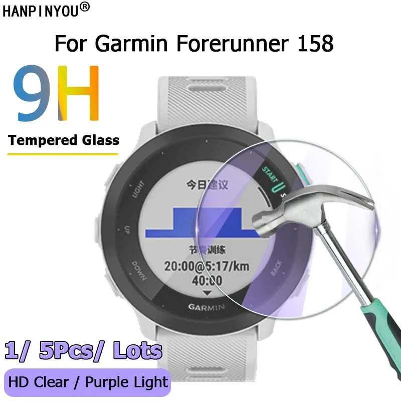 For Garmin Forerunner 55 158 Smart Watch HD Clear / Anti Purple Light 2.5D Toughened Tempered Glass Film Screen Protector Guard