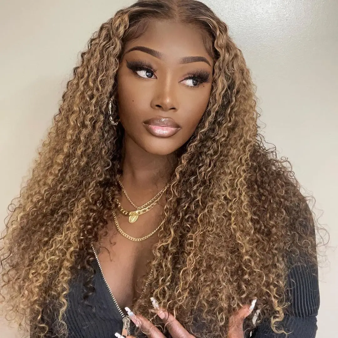 Highlight Wig Human Hair Loose Curly Water Wave Lace Front Wig Hd T Part Wigs For Black Women 30 Inch 13x1 Deep Wave Frontal Wig