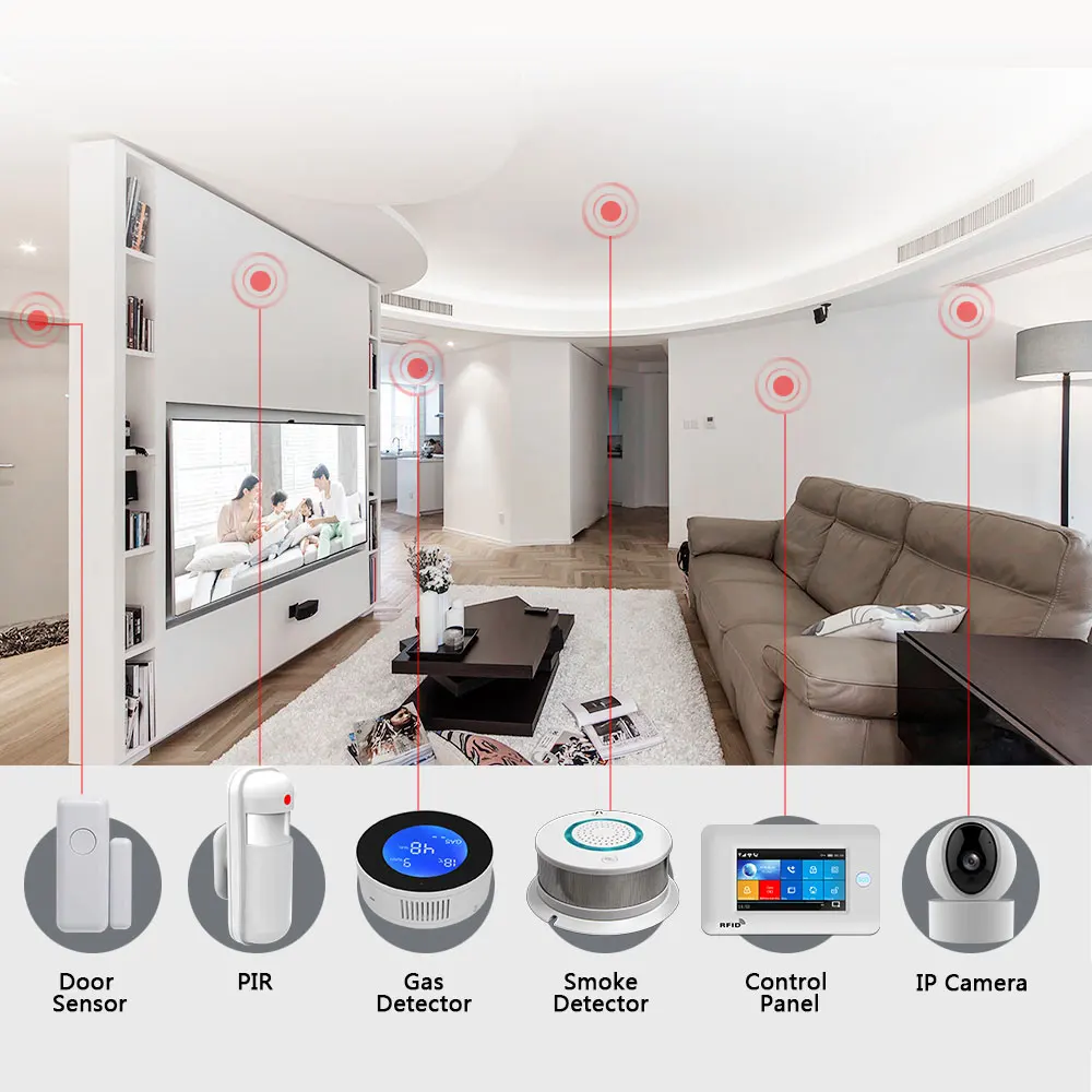 TUYA WIFI GSM Wireless Burglar Home Security Alarm System Smart life With IP Carema Compatible With Alexa And Google