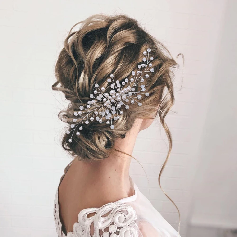 HP341 Fashionable Crystal And Pearl Bride Headdress Wedding Engagement Party Prom Women Hair Accessories with Hair Comb