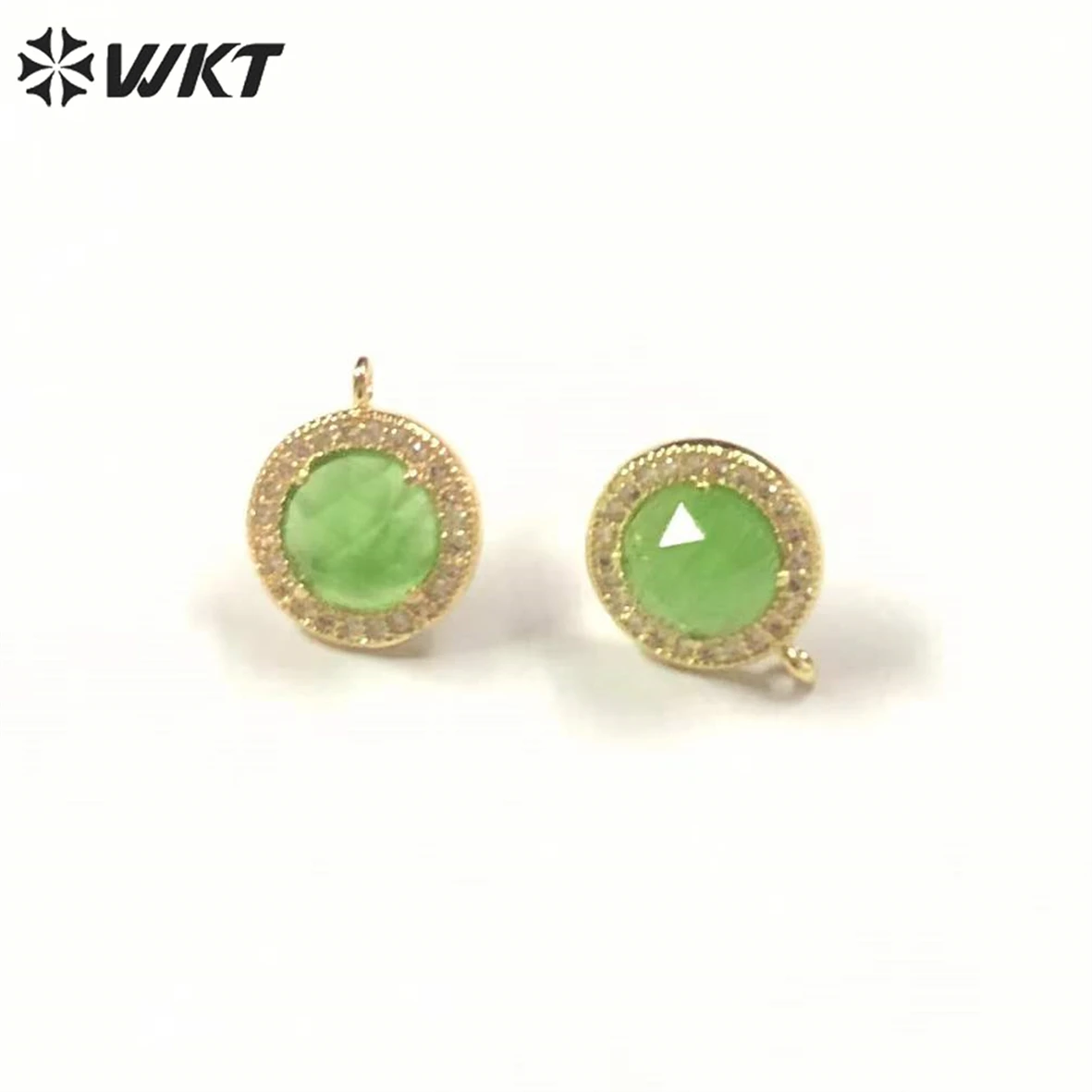 WT-ME083 WKT Fashion Trendy Circular Inlay Twinkle Zircon Wraps Colorful Cat Eye Earrings For Party Jewelry Decorative