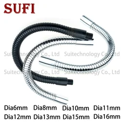 Dia 6/8/10/12/13/16mm LED Gooseneck Fexible Holder Silver/Black Universal Hose Soft Pipe Serpentine Tubes For DIY LED Desk Lamp