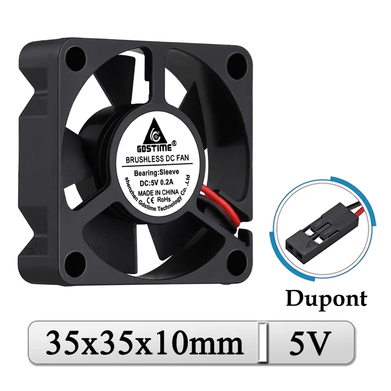 1Pcs Gdstime DC 5V Fan 35x35x10mm 35mm Dupont Plug Axial Radiator Fan 35mmx10mm Laptop 3.5cm Micro Brushless Cooling Fan