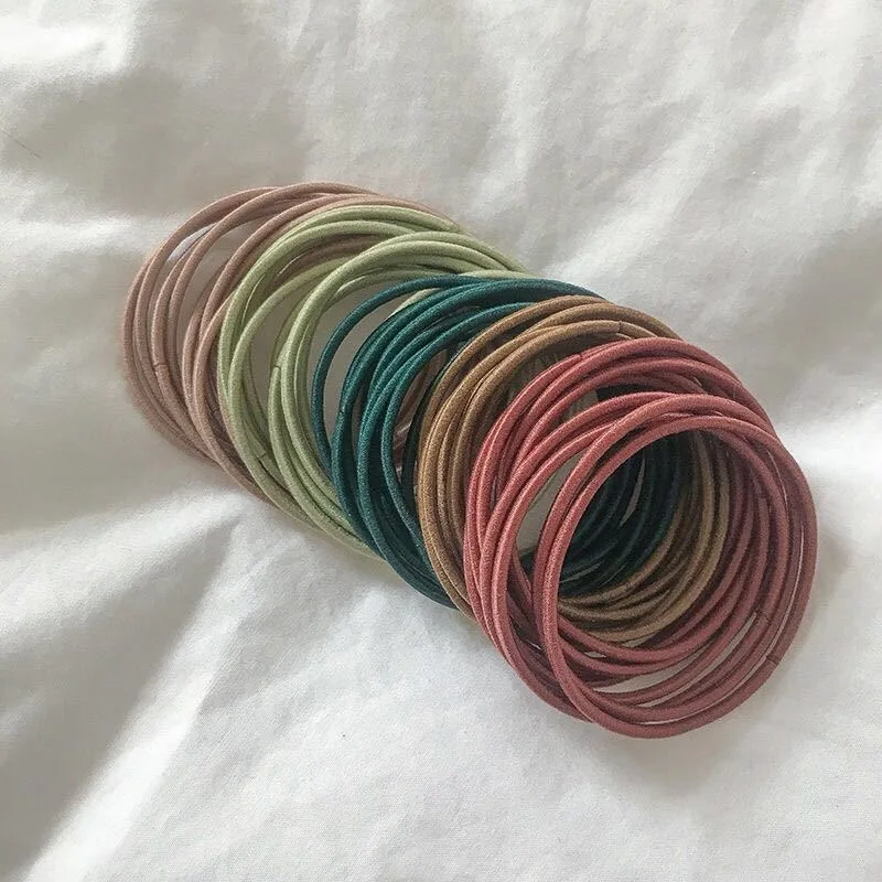 100PCS/pack 5CM/2CM Solid color Simplicity Hair Bands For Women Elastic Hair Rope Rubber band Fashion Hair Accessories