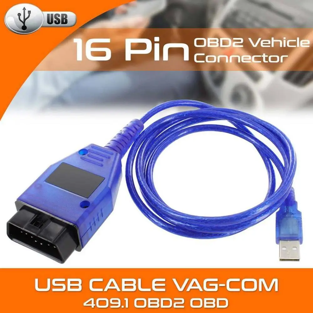 OBD2 USB Vag-Com Interface Cable KKL VAG-COM 409.1 OBD2 II OBD Diagnostic Scanner Auto Cable Aux USB Vag-Com interface cable